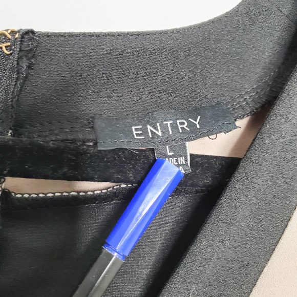 ENTRY • Babe Society Black Nude Patience Two Toned Mini Dress Sz L - Picture 5 of 8